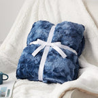 Bedsure GentleSoft Sherpa Fluffy Blanket Twin Size - Fleece Warm and Cozy Throw for Women Gift, Plush & Fuzzy Faux Fur Christmas Blanket for Couch, Bed Decor, Tie Dye Design, Indigo, 60x80 Inches