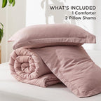 Bedsure King Size Comforter Set - Dusty Rose King Comforter Set, Soft Bedding for All Seasons, Cationic Dyed Bedding Set, 3 Pieces, 1 Comforter (104"x90") and 2 Pillow Shams (20"x36"+2")