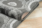 Custom Length Cut to Size Retro Modern Geometric Carpet Runner Rug for Hallways, Non Slip Rubber Backed, 31 inch Wide X Customized Length, Geo Grey, 31 inch X 32 feet