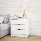 Prepac Simply Modern Nightstand Bedside Table, White Nightstand for Bedroom, End Table with 3 Drawers 26.5" W x 26.75" H x 16" D
