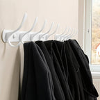 SKOLOO Modern Metal Wall Coat Rack with 5 Hooks, Pack of 2, Sturdy Wall Hook Rack for Hanging Coat, Jacket, Clothes, Hat, White