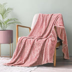 Exclusivo Mezcla Fleece Throw Blanket for Couch, 50x70 Inches Soft Cozy Jacquard Flannel Blankets, Lightweight Fuzzy Plush Warm Throws for Winter, Pink