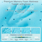 Airensky 3 Inch Memory Foam Mattress Topper,Cooling Gel Infused High Density Twin(39"x75") Topper with Removable Skin-Friendly Cover,Bed Topper for Pressure Relief Back Pain, CertiPUR-US Certified