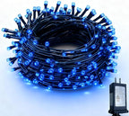 RPGT Christmas Light 500 LEDs 172ft Green Cable Wire Fairy String Outdoor Twinkle Lights Plug in 12 Modes for Xmas Tree, Party, Halloween, Indoor,Outdoor, Garden, Wedding, Home Decoration (Blue)