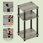 Furinno Just 3-Tier Turn-N-Tube End Table / Side Table / Night Stand / Bedside Table with Plastic Poles, 2-Pack, French Oak Grey/Black