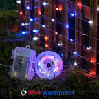 JMEXSUSS 2 Pack Red White and Blue Fairy Lights Battery Operated, Total 200 LED 66ft Battery Powered Twinkle Light with Remote, 8 Modes Red White and Blue String Lights for 4th of July Decorations
