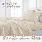 Linen Market Double-Brushed Patterned Microfiber Queen Sheet Set 4 Piece – Oeko-TEX Certified Ultra Soft & Wrinkle-Free - 16" Deep Pocket Sheets - Easy Care Queen Size - Fall Foliage Yellow