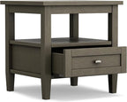 SIMPLIHOME Warm Shaker SOLID WOOD 20 inch Wide Rectangle Transitional End Side Table in Farmhouse Grey for the Living Room and Bedroom