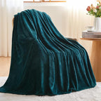 NEWCOSPLAY Super Soft Queen Blanket Dark Teal Premium Silky Flannel Fleece Leaves Pattern Lightweight Bed Blanket All Season Use (Dark Teal, Queen(90"x90"))