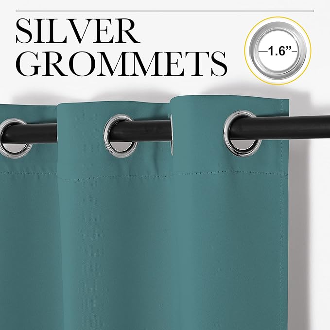 NICETOWN Privacy Room Divider Curtains for Doorway Keep Heat Out Blackout Insulated Closet Door Curtain for Bedroom Sliding Air Conditioner Cover Screen (Sea Teal, 1 Panel, 5ft Wide x 8ft Long)