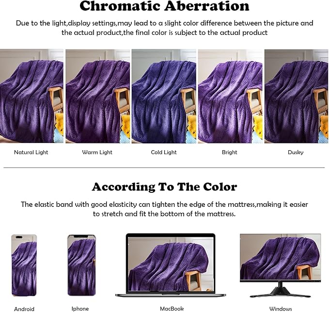 NEWCOSPLAY Super Soft King Blanket Dark Purple Premium Silky Flannel Fleece Leaves Pattern Lightweight Bed Blanket All Season Use (Dark Purple, King(90"x110"))