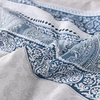 Cottolester Boho Comforter Set King Size Light Blue Comforter Set 8 Piece Bed in a Bag Striped Paisley Bedding Sets
