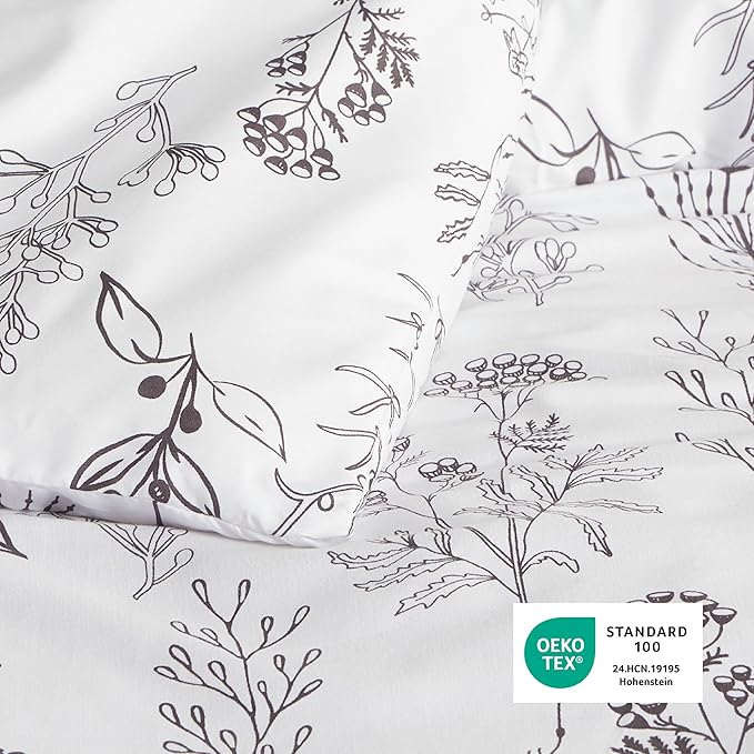 Bedsure King Comforter Set - Bright White Bed Set, 3 Pieces Cute Floral Bedding, 1 Soft Reversible Botanical Flowers Comforter and 2 Pillow Shams