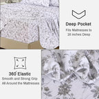 RUVANTI Flannel Sheets Queen Size - 100% Cotton Double Brushed Bed Sheets, Deep Pockets 16 Inches Queen Sheet Set, All Seasons Breathable & Extra Soft - Warm & Cozy, 4 Piece, Vintage Flora