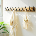 Dseap Coat Rack Wall - Heavy-Duty 38-1/4" Long, with Reinforced 10 Custom Tri-Hooks, Solid Wood Wall Hanger for Coats Hat Jackets - Rustic Farmhouse Entryway Hallway Storage, Weathered Brown & Black
