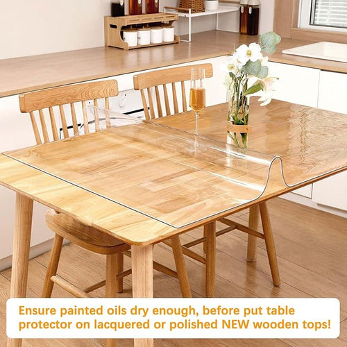 30 x 50 Inch Clear Plastic Dining Table Protector Tablecloth Desk Pad Mat Wooden Furniture Coffee Glass End Bed Sofa Side Bar Bistro Pub Dinner Console Table Top Protection Cover Waterproof PVC Vinyl