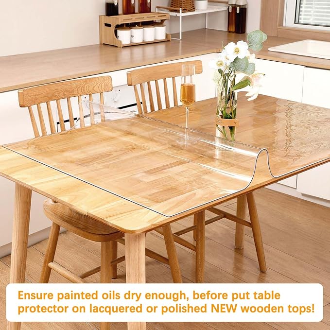17 X 34 Inch Clear Table Cover Protector 1.5mm Thick Table Protector for Dining Room Waterproof Plastic PVC Vinyl Tablecloth Cover Tabletop Protective Pad for Furnture Wooden Coffee Glass Side Surface