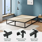Zinus Joseph 14 Inch Platform Bed Frame, Wood Slat Support, No Box Spring Needed, Eco Friendly WonderBox(TM) Packaging, Easy Assembly, Black, Full