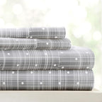 Linen Market 4 Piece King Sheet Set - Breathable, Double-Brushed Patterned Cooling Sheets – Oeko-TEX Certified Ultra Soft & Wrinkle-Free 16" Deep-Pocket King Sheets - Easy Care Polka Dot Gray