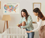 Map Theme Education Rectangular Banner-Flag Wall Sign Decor for Baby Toddler Boy Girl Kids Teen,Classroom Homeschool Nursery Reading Room Teacher Office Decor-Baby Shower Birthday Christmas Gift