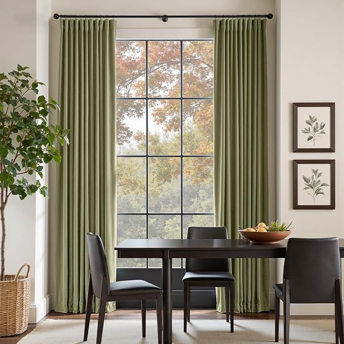 Lazzzy Velvet Blackout Curtains Thermal Insulated Room Window Drapes Super Soft Luxury Curtains for Living Room Bedroom Rod Pocket 2 Panels, Olive Sage, 42" W x 108" L