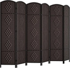 Rose Home Fashion 6 ft Tall Room Divider, Room Dividers and Folding Privacy Screens, 15.7in Privacy Screen 6 Panel Partition Temporary Wall Separation for Private, Dark Coffee