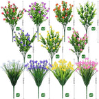 Artificial Flowers for Outdoors,20Bundles Artificial Plant UV Resistant Fake Flowers Greenery Shrubs Plants for Decoration Outdoor Plants Hanging Planter Home Garden Decor (Mix 2)