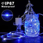 JMEXSUSS 2 Pack Rope Lights Battery Operated Christmas Lights Outdoor, Total 200LED 66ft 8 Modes Battery Powered String Lights with Remote, Blue and White String Light for Christmas Decor