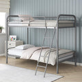DHP Twin-Over-Twin Bunk Bed with Metal Frame and Ladder, Space-Saving Design, Silver Twin/Twin