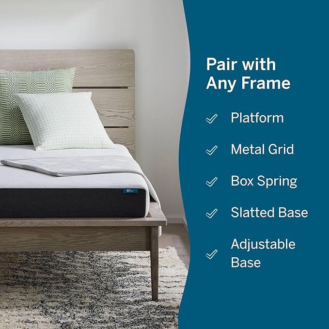 Lucid 6 Inch Memory Foam Mattress – Low Profile – Medium Firm Feel - Infused with Bamboo Charcoal and Gel - Bed in a Box - Temperature Regulating - Breathable - Queen Size