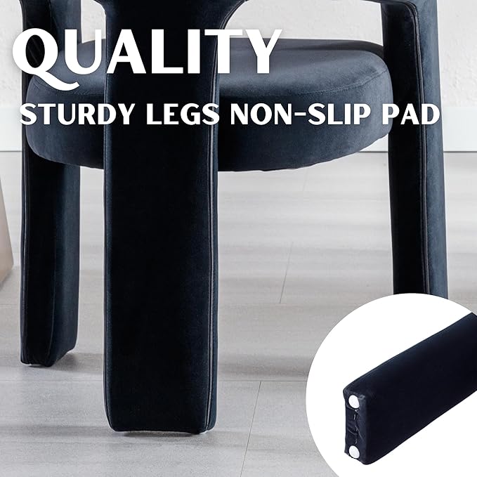 Modern Barrel Dining Chairs Set of 4, Velvet Upholstered Accent Side Chair with Arms Comfy Makeup Vanity Chairs, Dining Living Room Kitchen Chairs, Black
