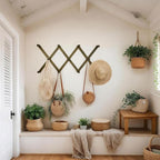 SKOLOO Hat Rack for Wall with 11 Hooks, 24 inch Solid Wooden, Modern, Huge Coat Rack Wall Mount for Coats, Hats, Bags, Cowboy Caps, Baseball Caps, Dark Walnut Color