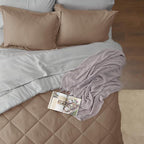Bedsure Full Size Comforter Set - 7 Pieces Reversible Brown Bedding, Full Size Bed Set for All Seasons, Bed in a Bag with Down Alternative Comforter, Sheets, Pillowcases & Shams