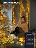 Brizled Smart Christmas Lights, 66FT 200 LED Warm White & Cool White Color Changing String Lights APP Control Fairy Light, Dimmable Music Sync Tree Light Clear Wire for Indoor Xmas Wedding Party Decor