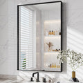 Suidia Bathroom Mirror, 24" x 36" Wall Mirror Metal Framed, Bathroom Vanity Mirror for Living Room Bedroom Bathroom Entryway, Black, Rect Corner Style