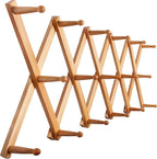 SKOLOO Hat Rack for Wall with 17 Hooks, Solid Wooden, Modern, Expandable Coat Rack Wall Mount for Coats, Hats, Bags, Baseball Caps, Natural Color