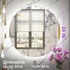 24 Inch Round LED Mirror for Bathroom,Backlit Round Bathroom Mirror with Lights, Anti-Fog, Touch, Dimmable, 3000K/4500K/6000K