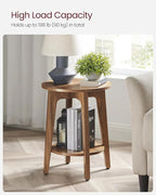VASAGLE MAEZO Collection - Set of 2 Side Tables, 2-Tier Small Round End Tables, Nightstands with Tapered Legs, Curved Transitions, for Small Spaces, Living Room, Bedroom, Rustic Walnut ULET289K01