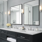 Bathroom Vanity Mirror for Wall, 2 Pack 36" x 24" Metal Framed Rectangular Bathroom Wall Mirror for Over Sink, HD Shatterproof Glass, Hangs Horizontally or Vertically(Black)