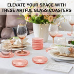 Glass Candle Holders, GOH DODD Set of 8 Crystal Pillar Plates Modern Coasters for Drinks, Centerpiece, Home Decor, Kitchen, Living Room, Patio, Wedding, Halloween, Christmas, Party, Clear Brown