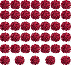 Red Hydrangea Artificial Flowers Bulk, 40 Pcs Faux Hydrangea Flowers Heads, Artificial Fake Silk Hydrangea Flowers with Stems, Red Flowers Artificial for Decoration Wedding Décor