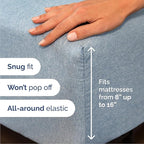 Queen 6 Piece Sheet Set - Comfy Breathable & Cooling - Soft Hotel Luxury Bedding Set with 8-16 Inch Deep Pockets - 1 Flat & 1 Fitted Sheet & 4 Pillowcases - Wrinkle Free & Easy Care - Heathered Blue