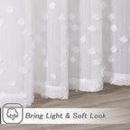 MYSKY HOME Pom Pom White Sheer Curtains for Bedroom Girls Room Curtains 63 inch Length for Nursery Kids Light Filtering Boho Window Drapes, Rod Pocket, 52" Wide, 2 Panels