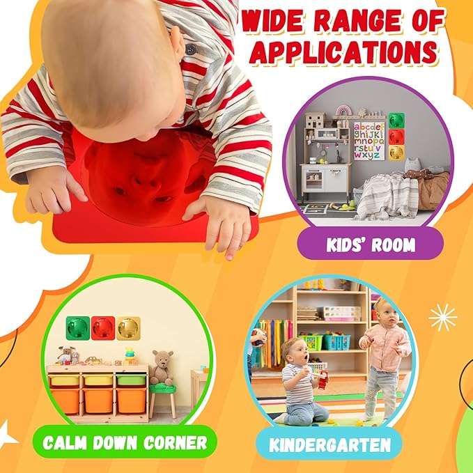 Geiserailie 3 Pcs Christmas Sensory Wall Mirror Acrylic Bubble Mirror Toys for Classroom Calming Corner Items - Sensory Room Have Visual, Tactile Stimulation (6 x 6 Inch,Red,Yellow,Green)
