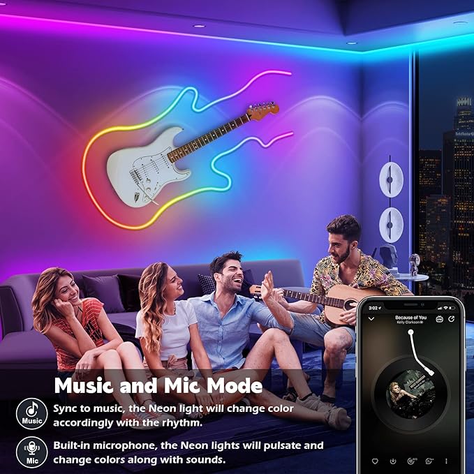 AILBTON 20Ft Neon Rope Lights,Flexible Led Rope Lights Control with App/Remote,Multiple Modes Rope Lights,IP65 Outdoor RGB Led Neon Light Waterproof,Music Sync Gaming