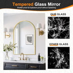 Delma Arched Bathroom Mirror, 26"x38" Wall Mounted Vanity Mirror for Bedroom, Living Room and Entryway, Gold
