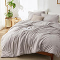 Bedsure Queen Comforter Set - Taupe Soft Bedding for All Seasons, Cationic Dyed Bed Set, 3 Pieces, 1 Queen Size Comforter (90"x90") and 2 Pillow Shams (20"x26"+2")