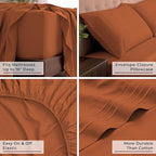 Mellanni King Sheets Set - 4 PC Iconic Collection Bedding - Hotel Luxury, Extra Soft, Cooling Bed Sheets - Wrinkle, Fade, Stain Resistant (King, Terracotta)