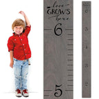 HEADWATERS STUDIO Wooden Growth Chart for Wall - Height Growth Chart for Kids, Kid Height Wall Chart, Height Measurement for Wall, Height Chart for Kids - Love Grows Here, Skinny Grey (63""x5.75"")