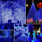 Solar String Lights Outdoor, 2-Pack 144FT 400 LED Solar Christmas Twinkle Lights Outside Waterproof Copper Wire 8 Modes Solar Fairy Lights for Garden Tree Party Birthday Christmas Decor (Blue)
